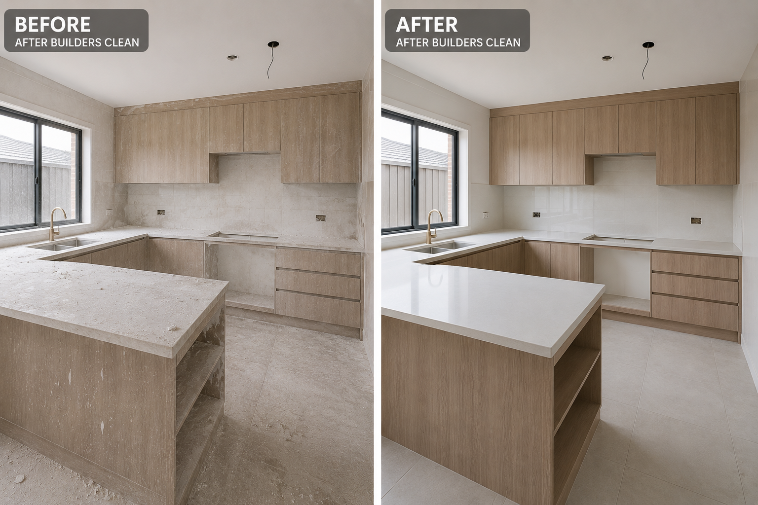 Before and after kitchen deep clean by Safi Pro Cleaning