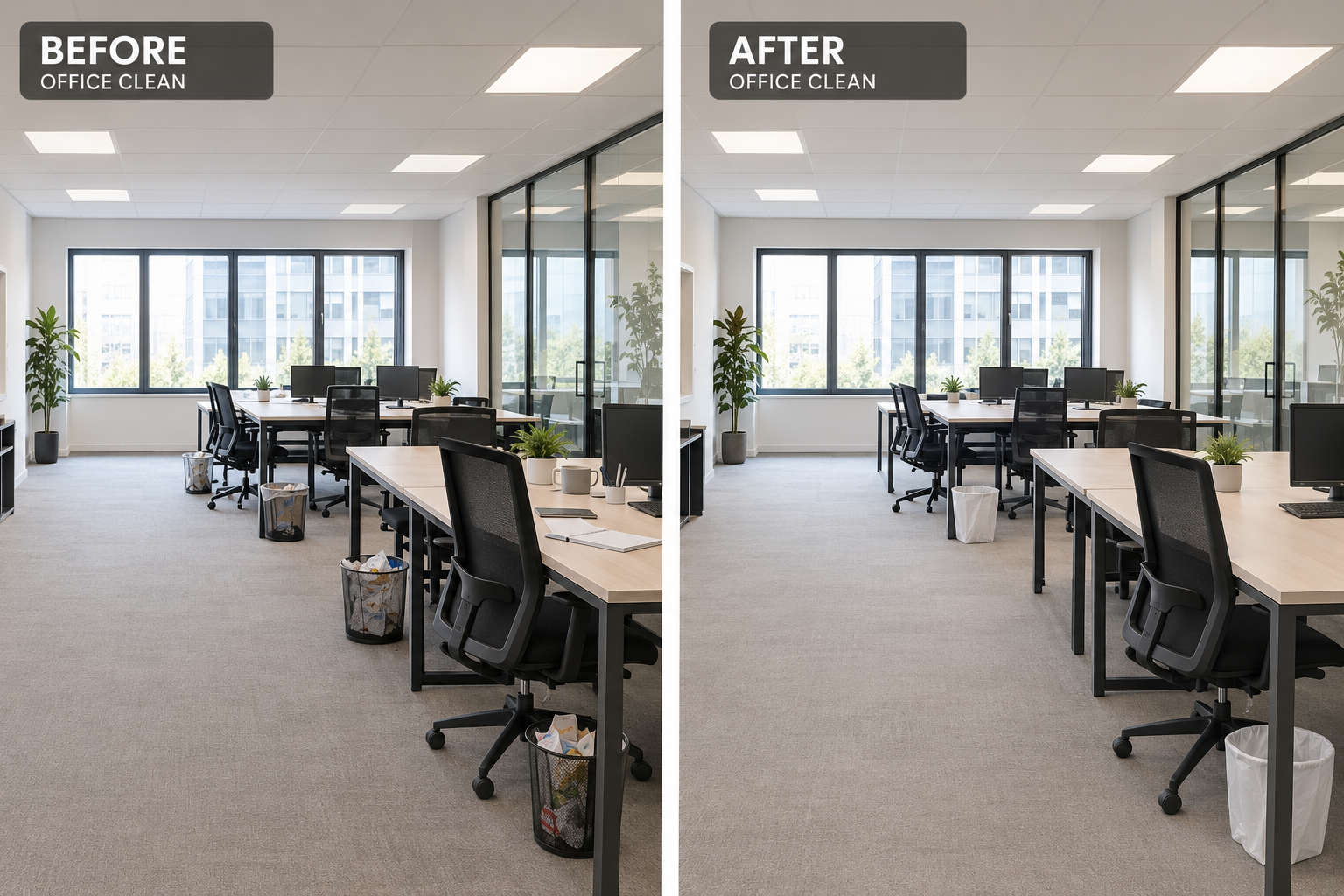 Before and after office & workspace clean by Safi Pro Cleaning