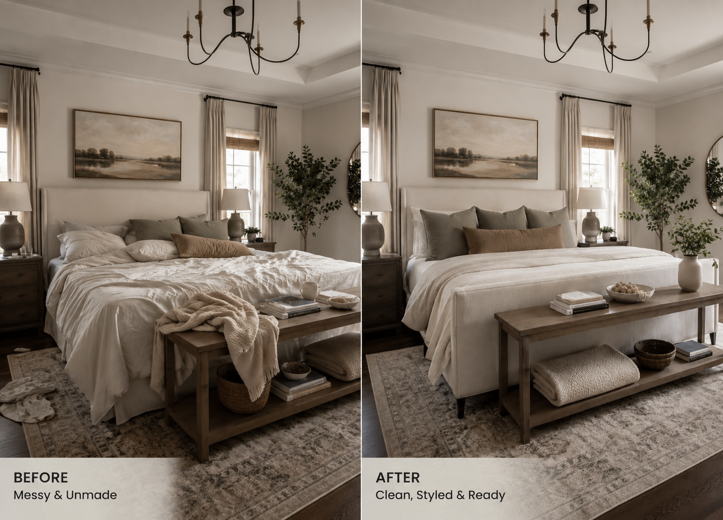 Before and after bedroom refresh by Safi Pro Cleaning